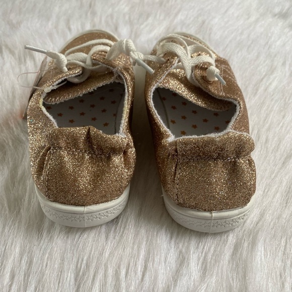 Wonder Nation Shoes Girls Size 3 Gold Sparkly Slip On Stretchy Back - Picture 5 of 6